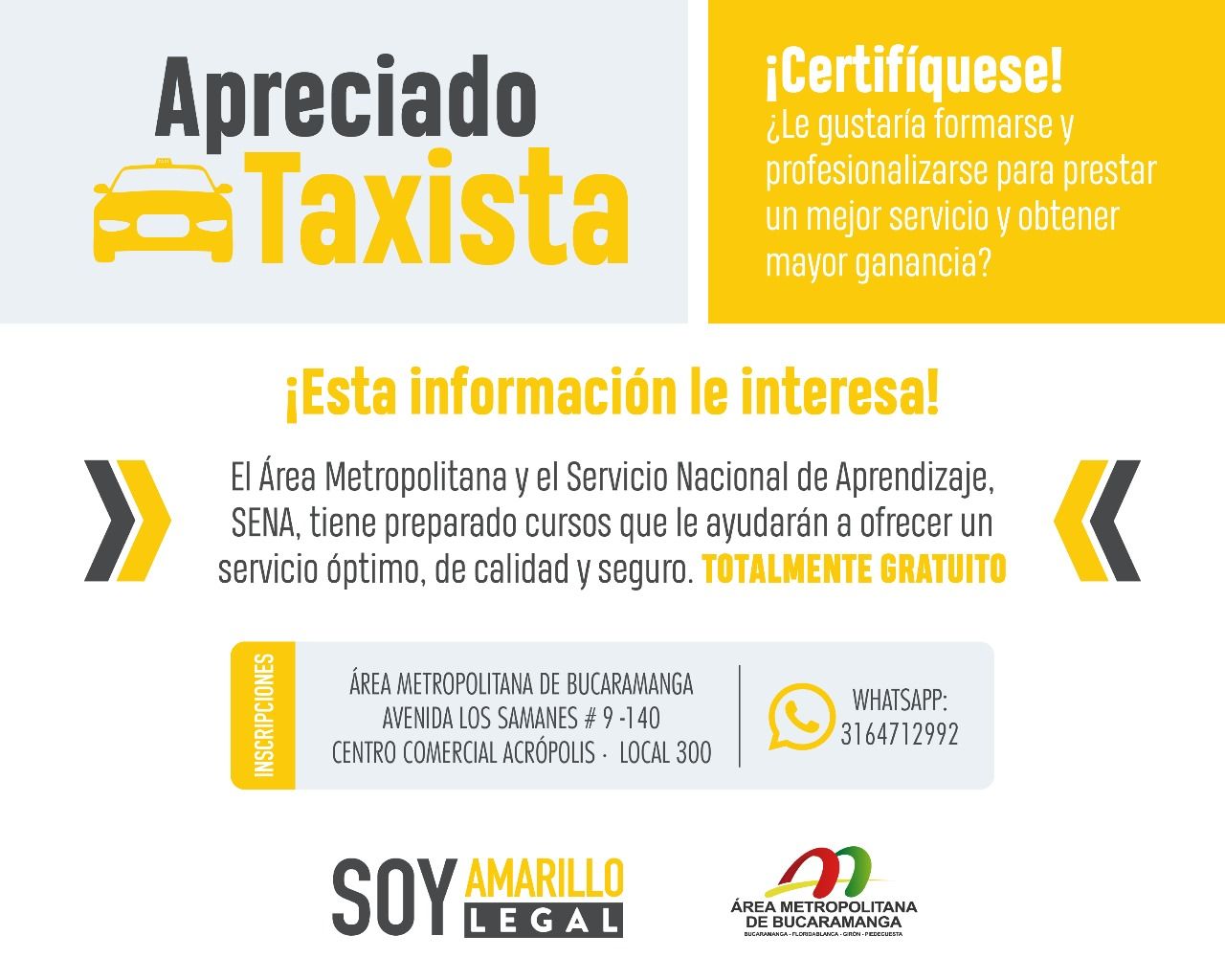 Area Metropolitana Y Sena Ofrecen Capacitacion A 6 Mil Conductores De Taxi En Competencias Laborales Atencion Al Usuario Ingles Basico Y Seguridad Vial Amb
