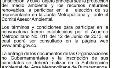 Invitación Elección del Representante de las ONG en la Junta Metropolitana